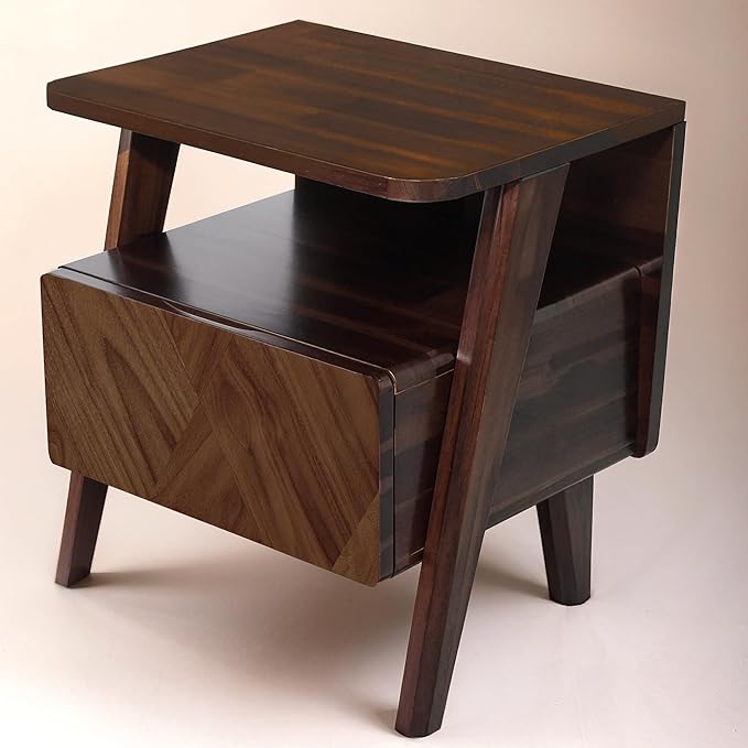 Rum Solid Acacia Wood Nightstand