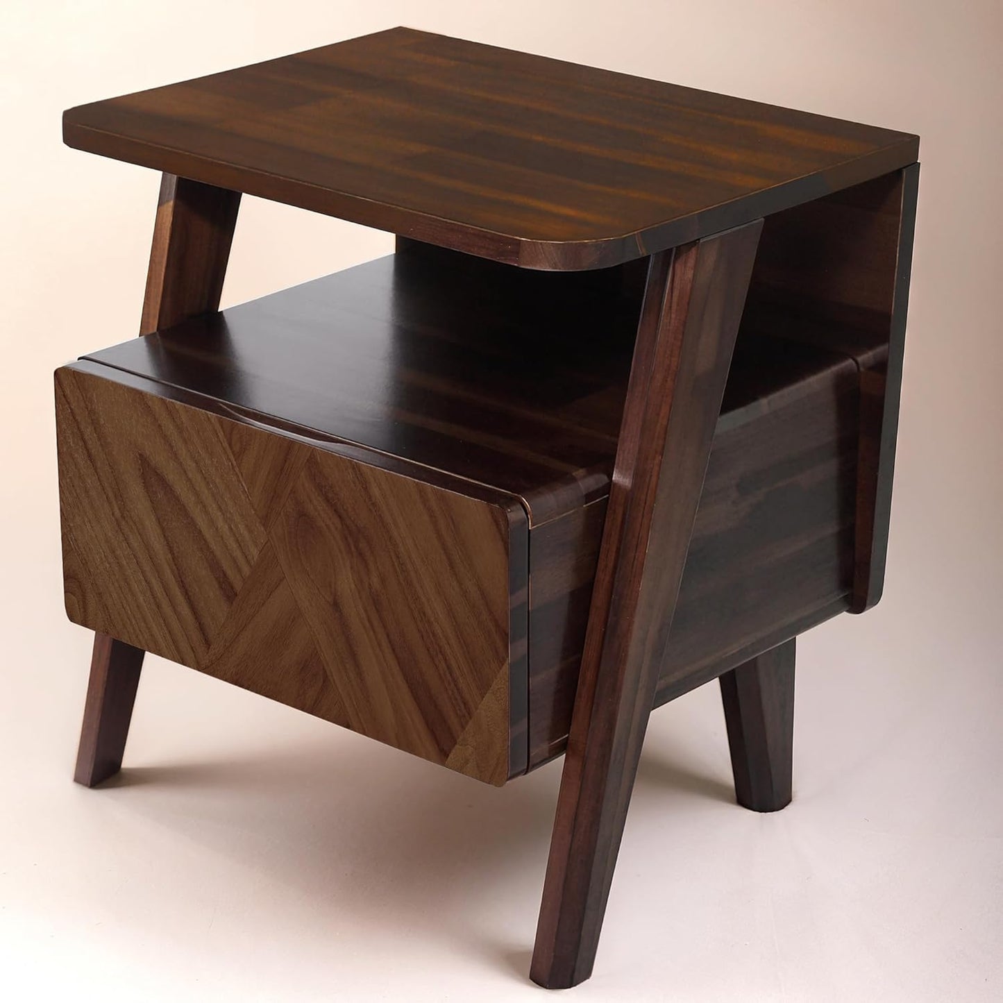 Rum Solid Acacia Wood Nightstand