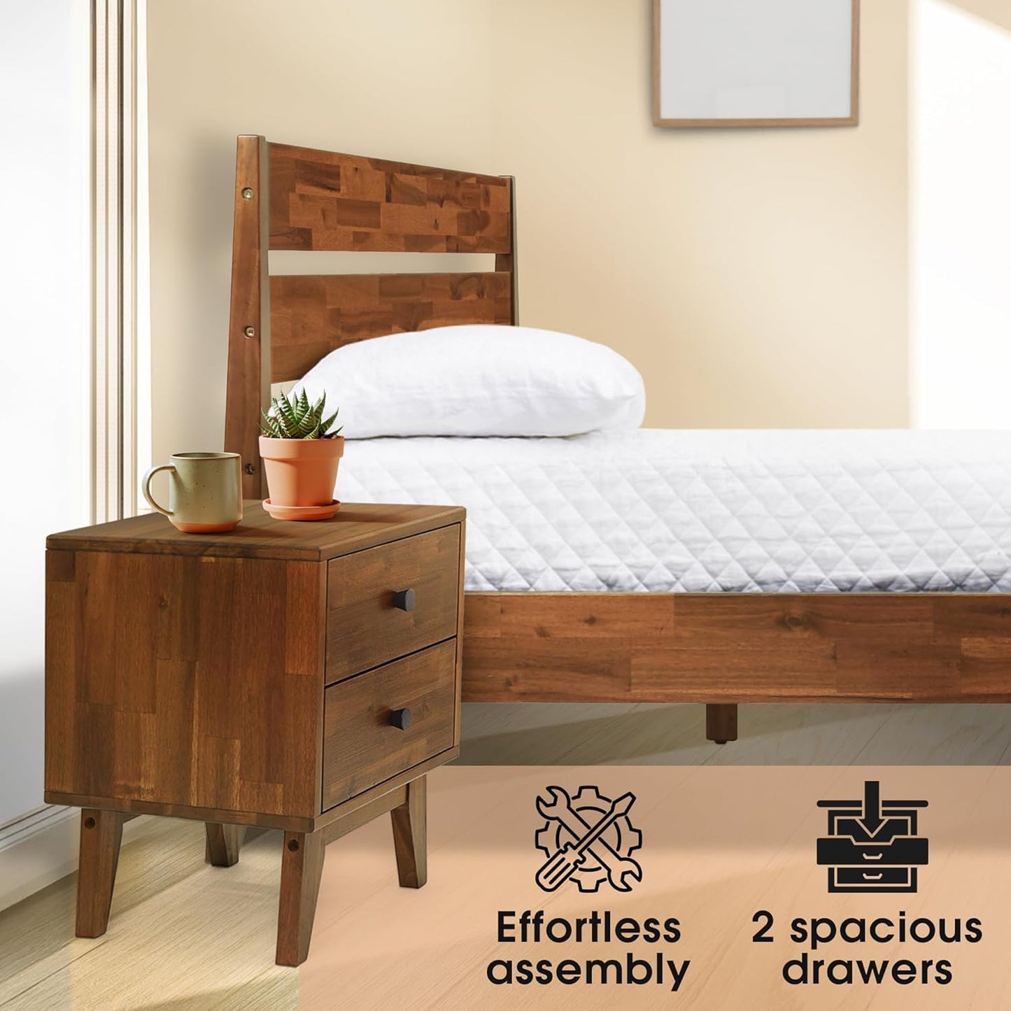 Silvia Nightstand with 2 Drawers