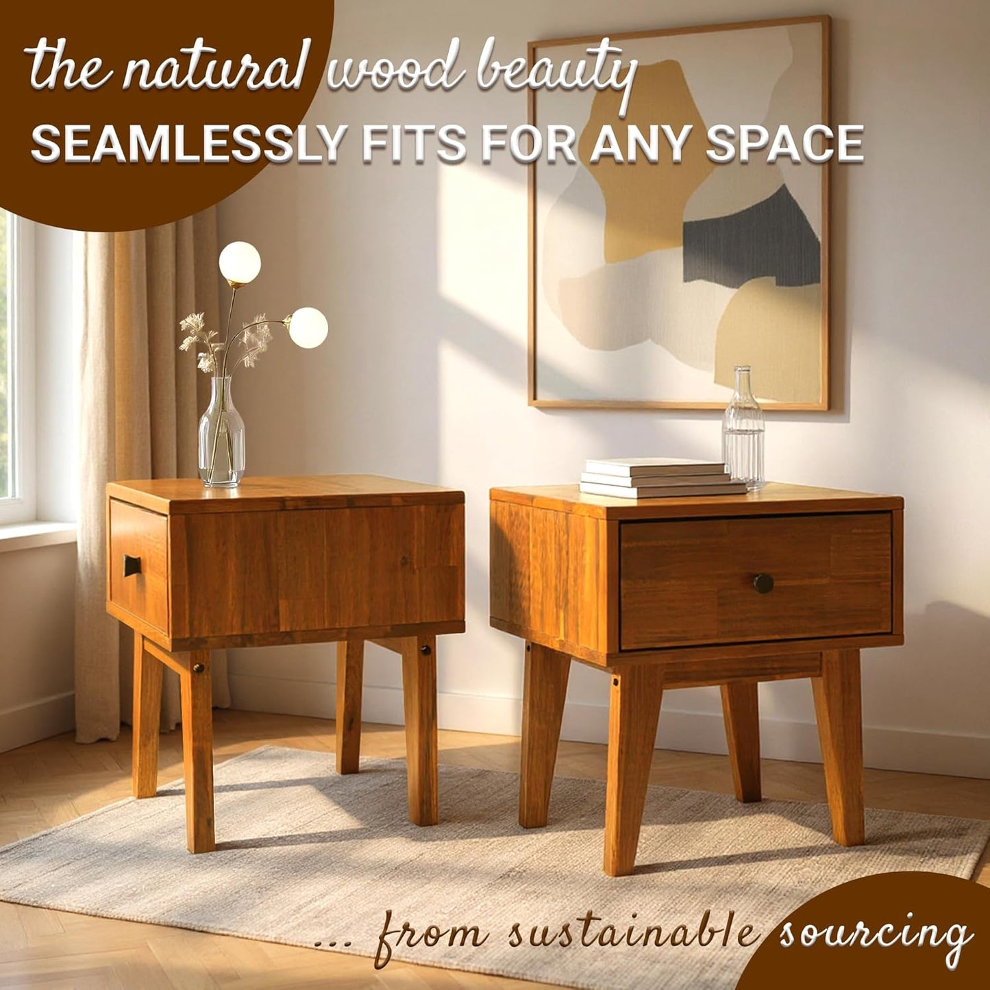 Acacia Sofia Nightstand with Drawer