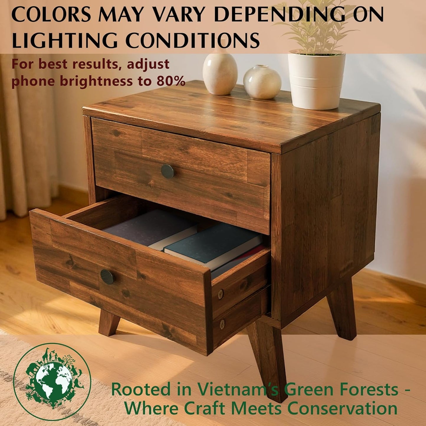 Silvia Nightstand with 2 Drawers