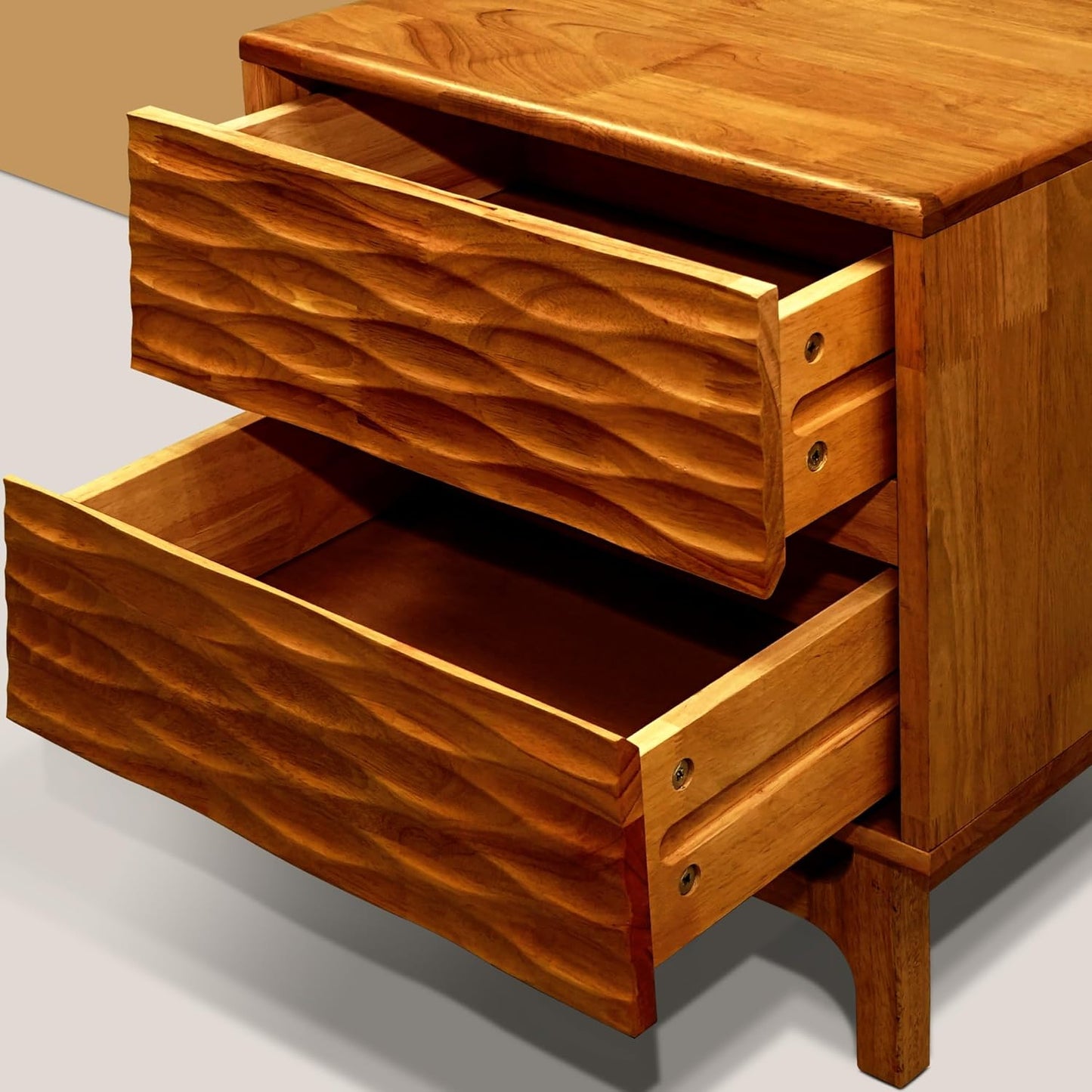 Acacia Elara Solid Nightstand with 2 Drawers