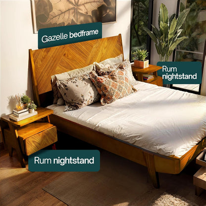 Rum Solid Acacia Wood Nightstand