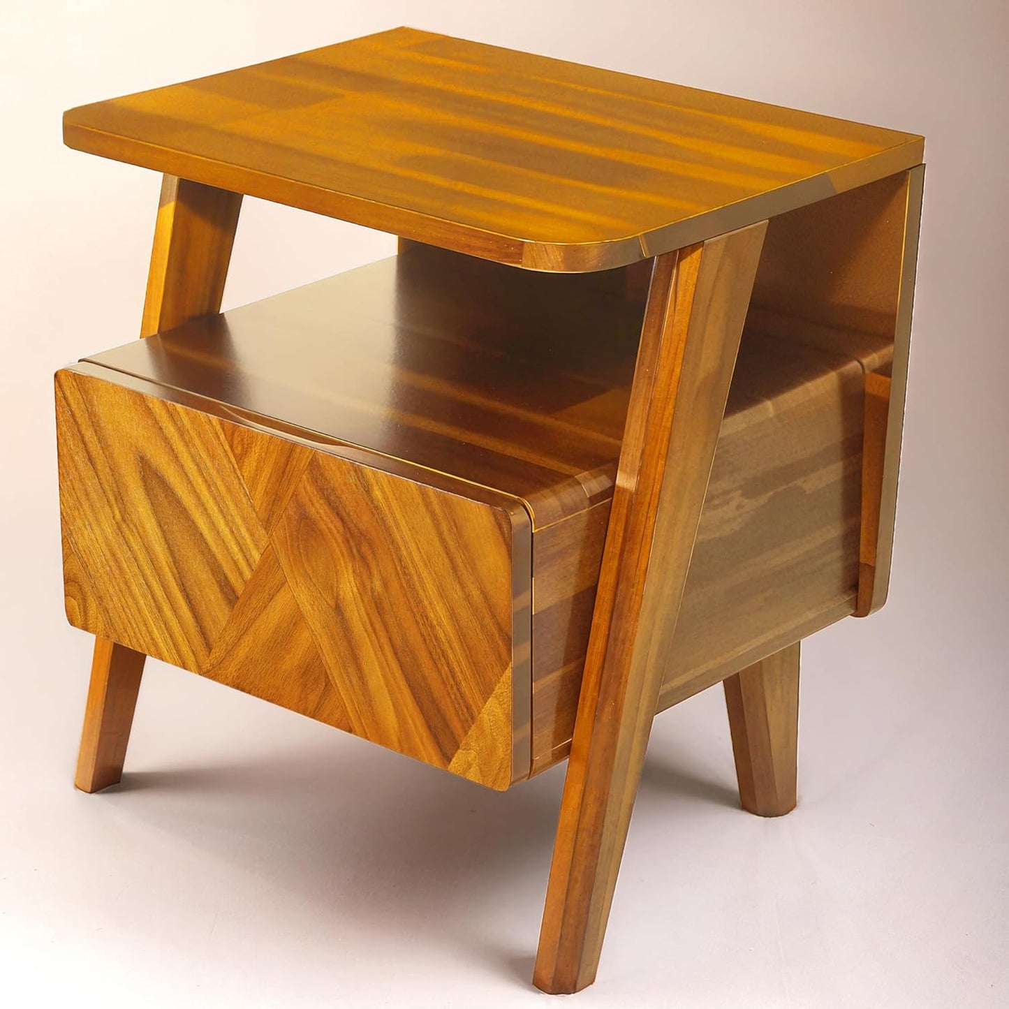 Rum Solid Acacia Wood Nightstand
