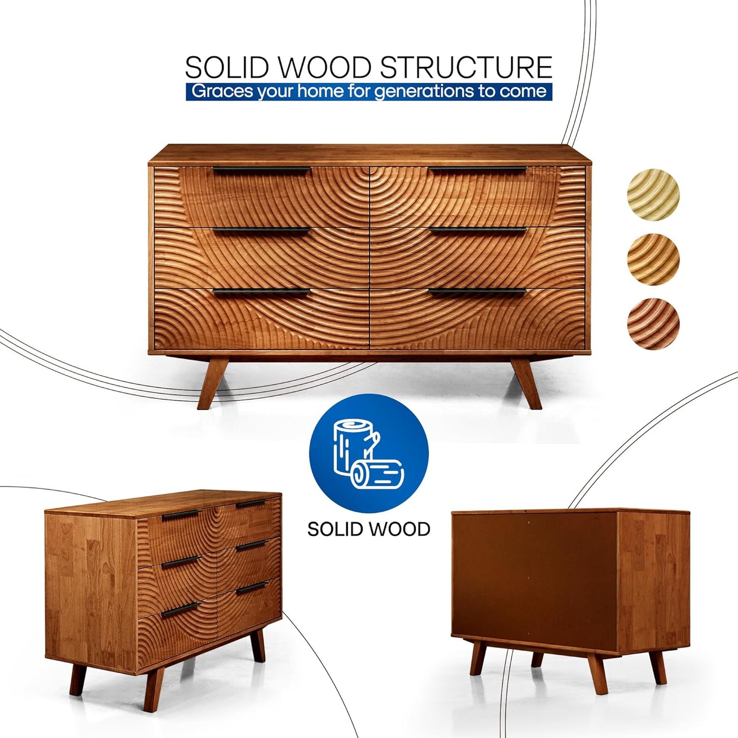 Acacia Harmony Dresser with 6 Drawers