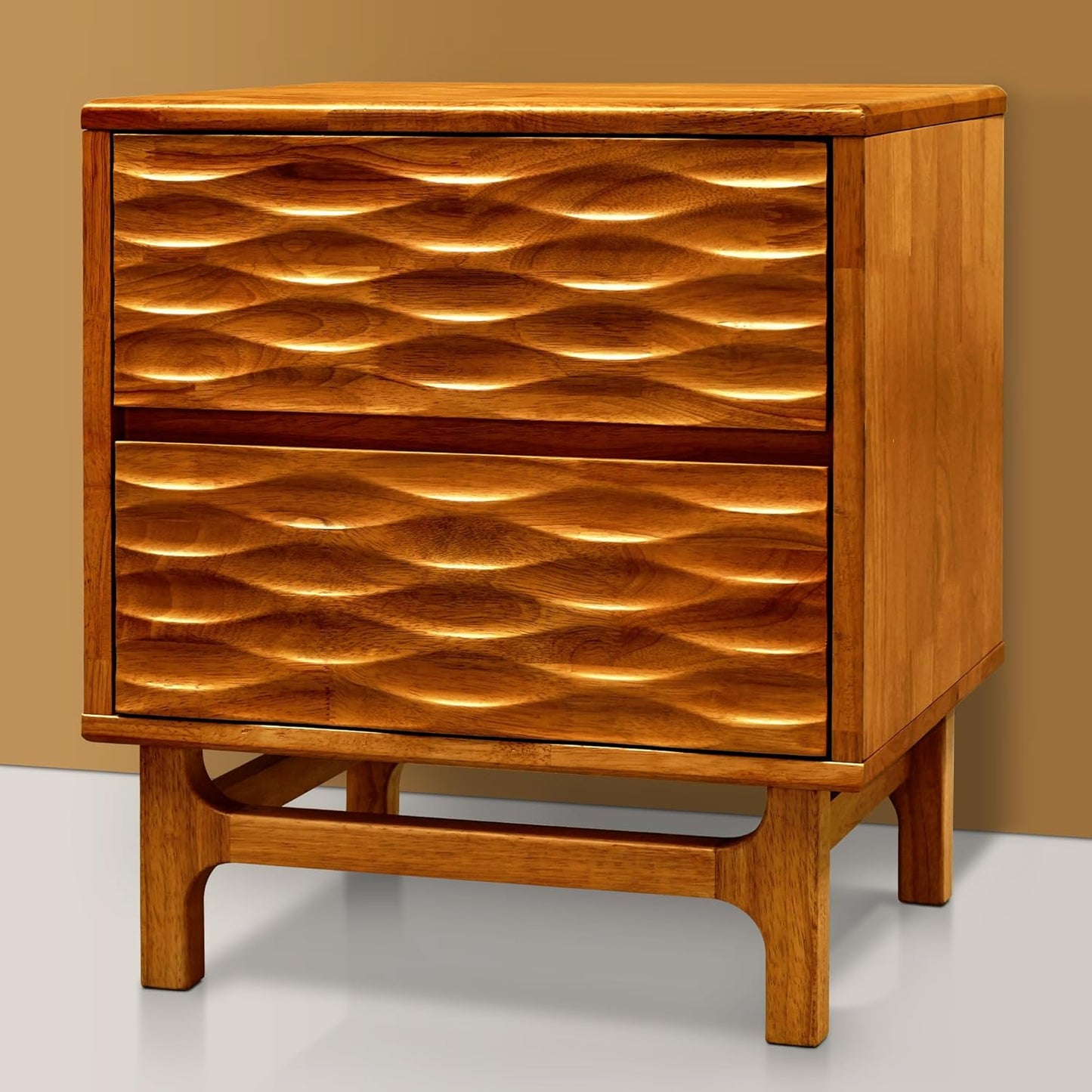 Acacia Elara Solid Nightstand with 2 Drawers