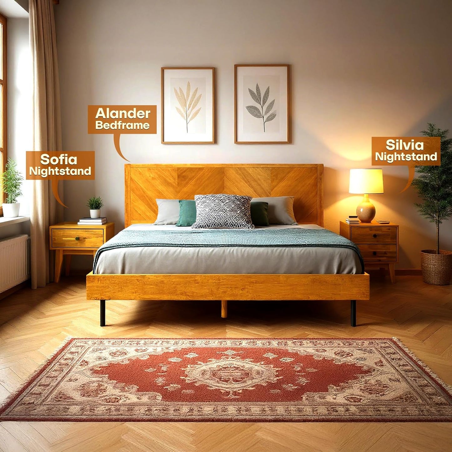 Acacia Sofia Nightstand with Drawer