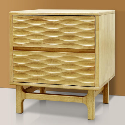 Acacia Elara Solid Nightstand with 2 Drawers