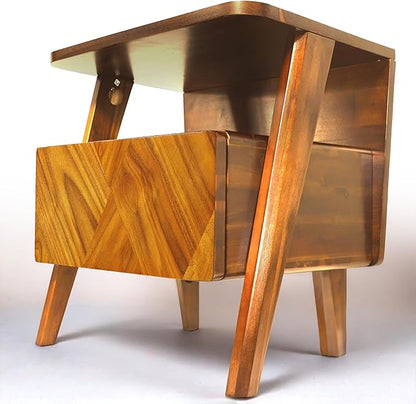Rum Solid Acacia Wood Nightstand